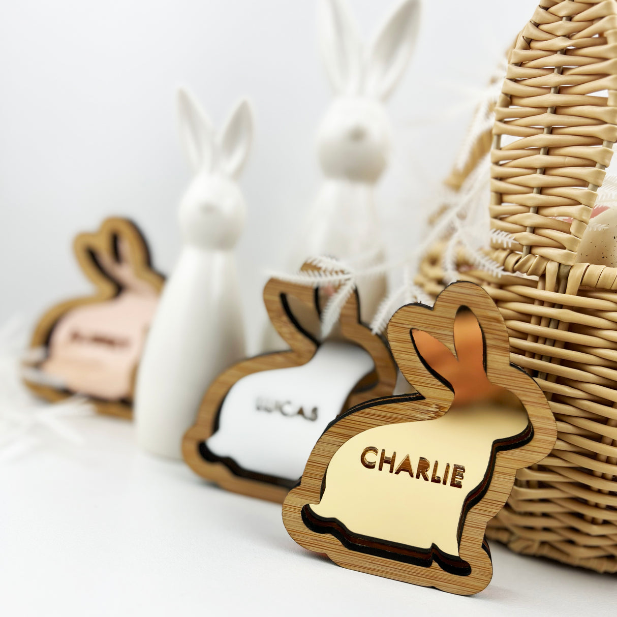 3D Bunny Name Decorations - Mirror (3 colours)