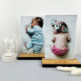 Personalised Birth Details Bamboo Photo Stand (2 designs)