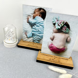 Personalised Birth Details Bamboo Photo Stand (2 designs)