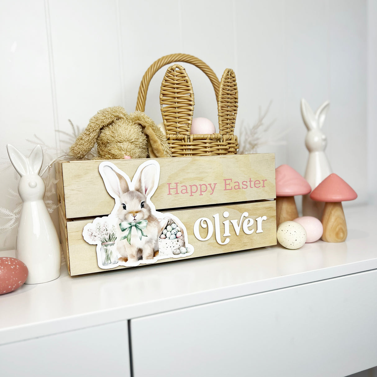 Personalised Bow Tie Bunny Easter Crate