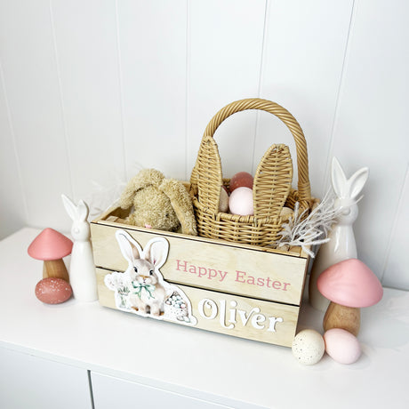 Personalised Bow Tie Bunny Easter Crate