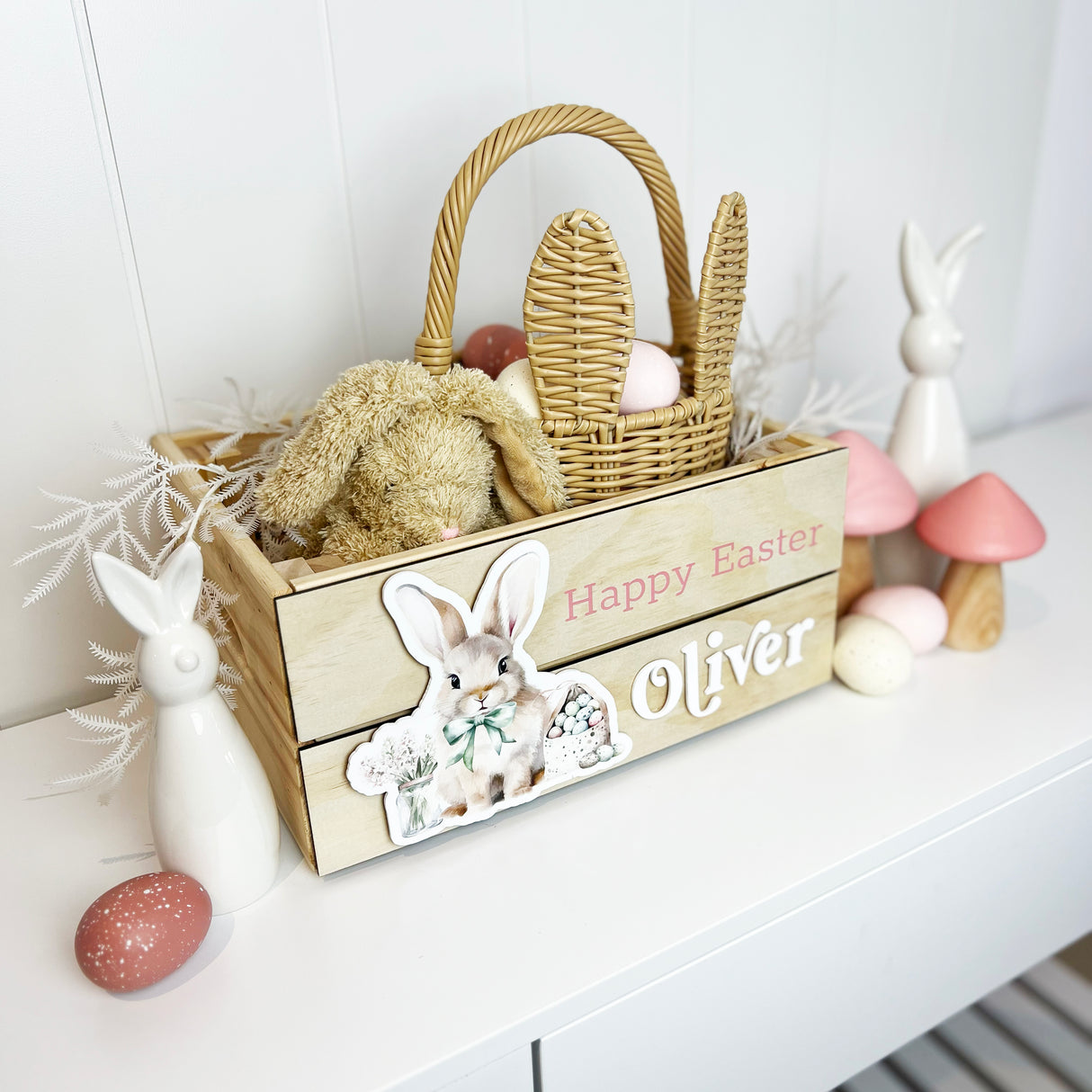 Personalised Bow Tie Bunny Easter Crate