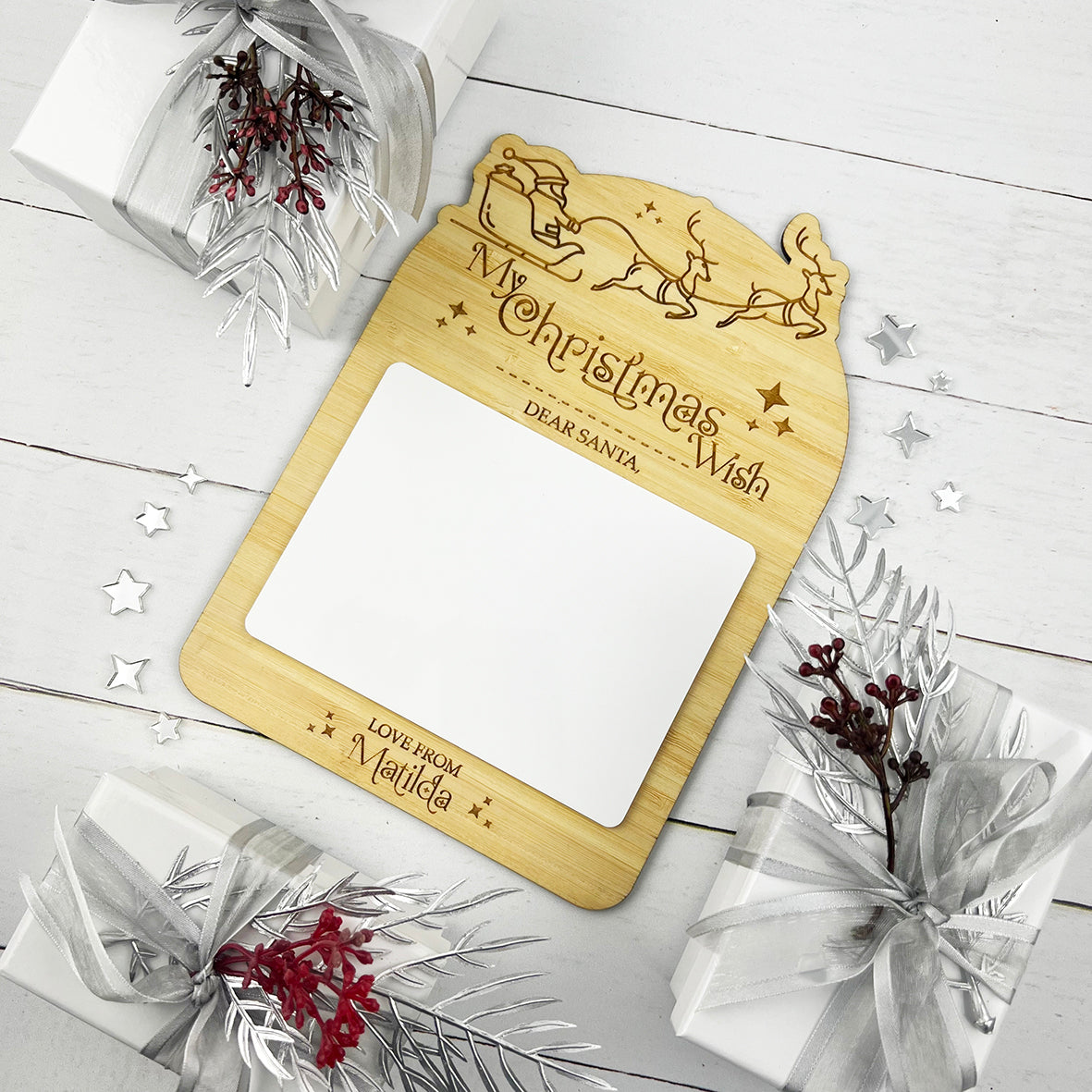 Personalised Reusable Christmas Wish Bamboo Board