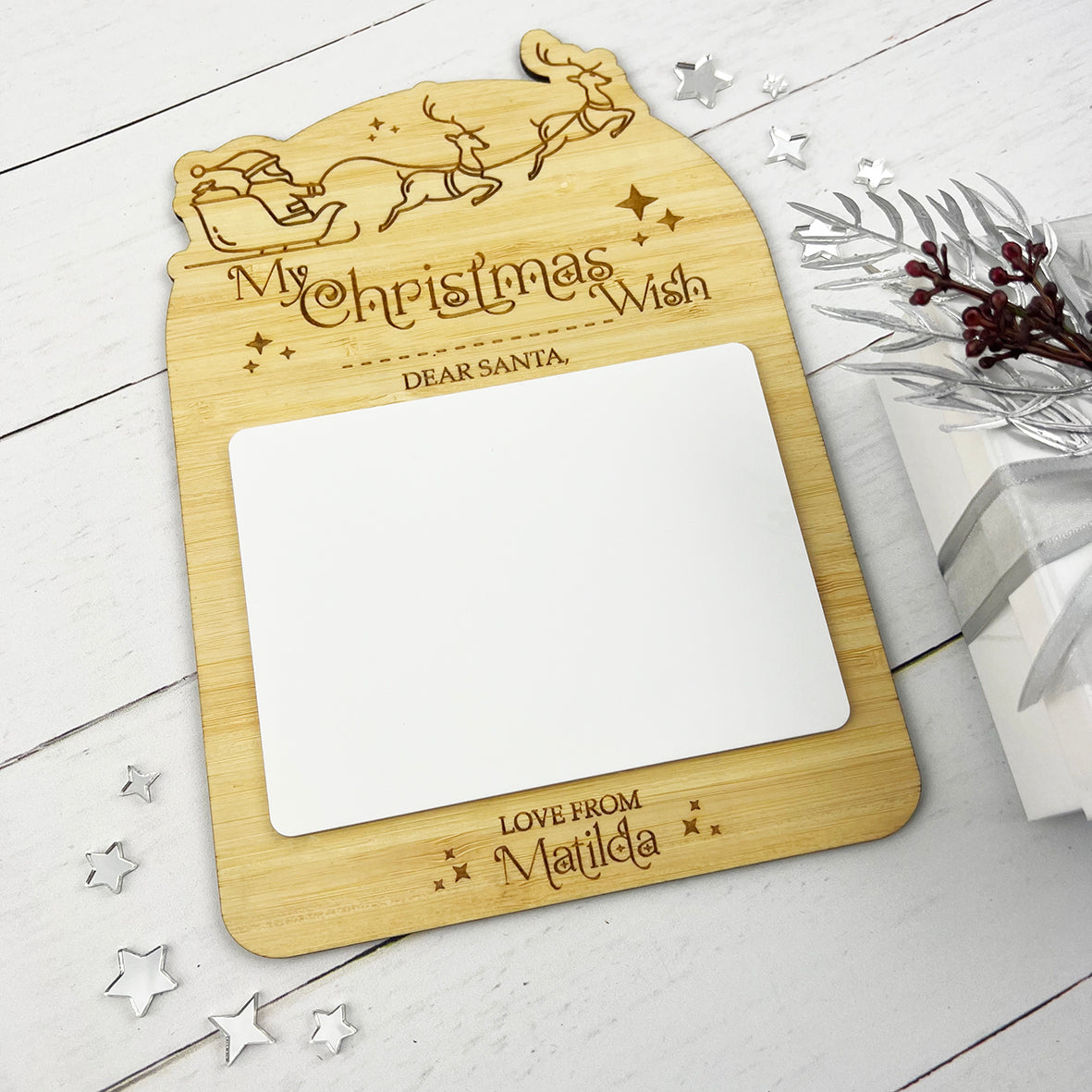 Personalised Reusable Christmas Wish Bamboo Board