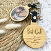 Double Sided Personalised Round Photo Leather Keyring