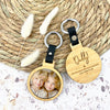 Double Sided Personalised Round Photo Leather Keyring