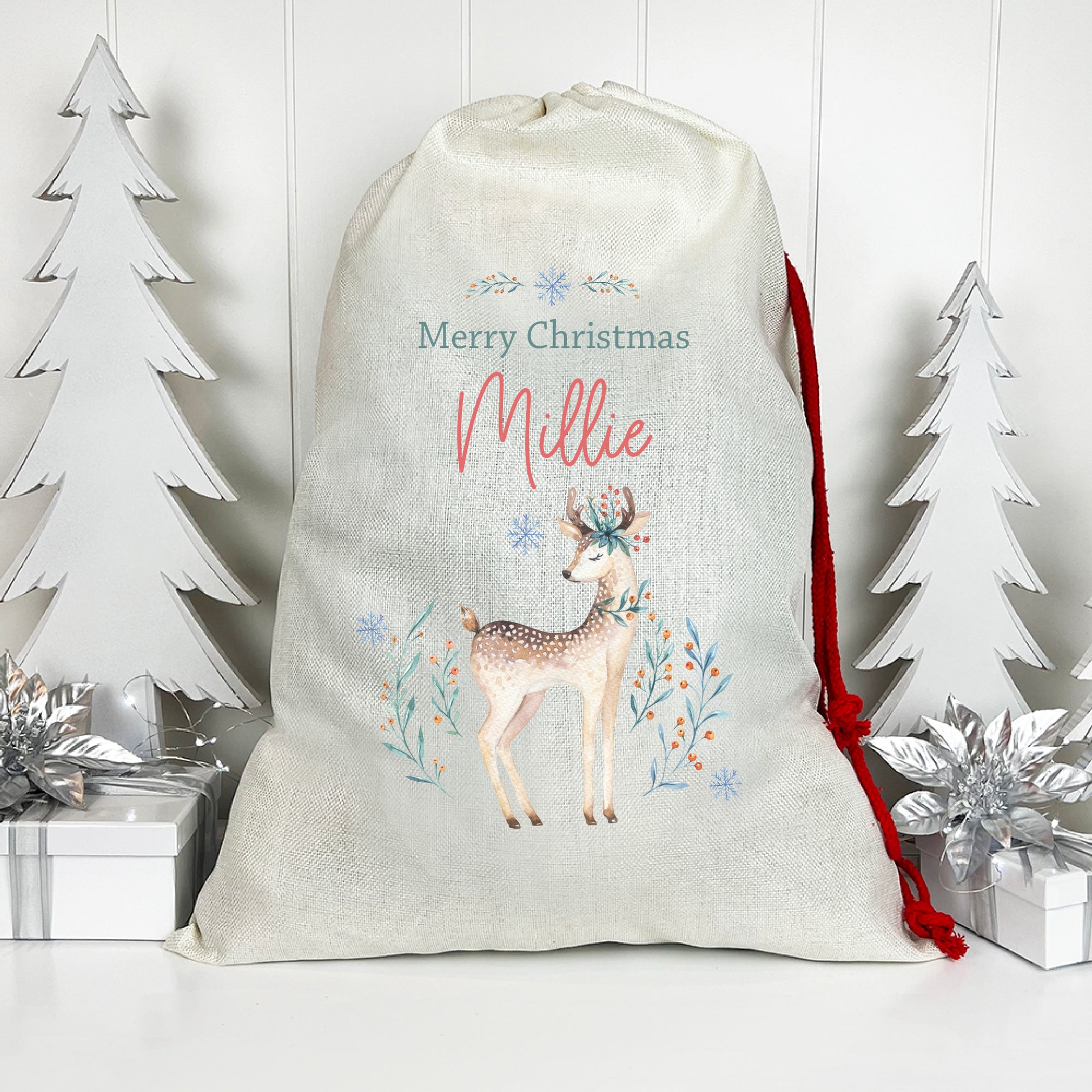 Festive Deer Santa Sack (Updated Design)