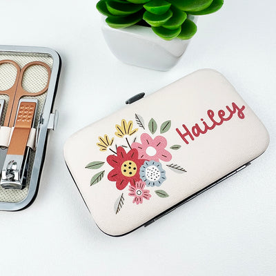 Personalised 10 Piece Floral Manicure Set