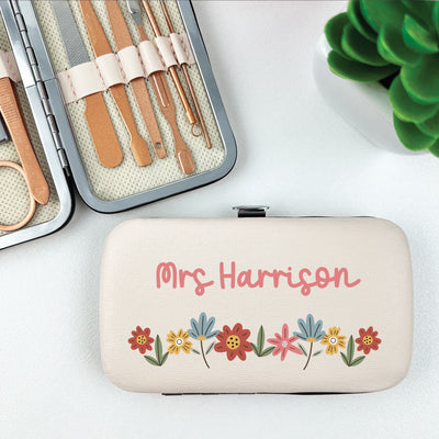 Personalised 10 Piece Floral Manicure Set