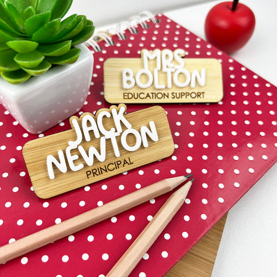 Personalised 3D Bamboo Name Badge (2 colours)