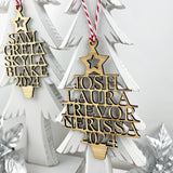 Bamboo Christmas Tree Family Name Ornament (2 colours)