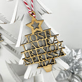 Bamboo Christmas Tree Family Name Ornament (2 colours)