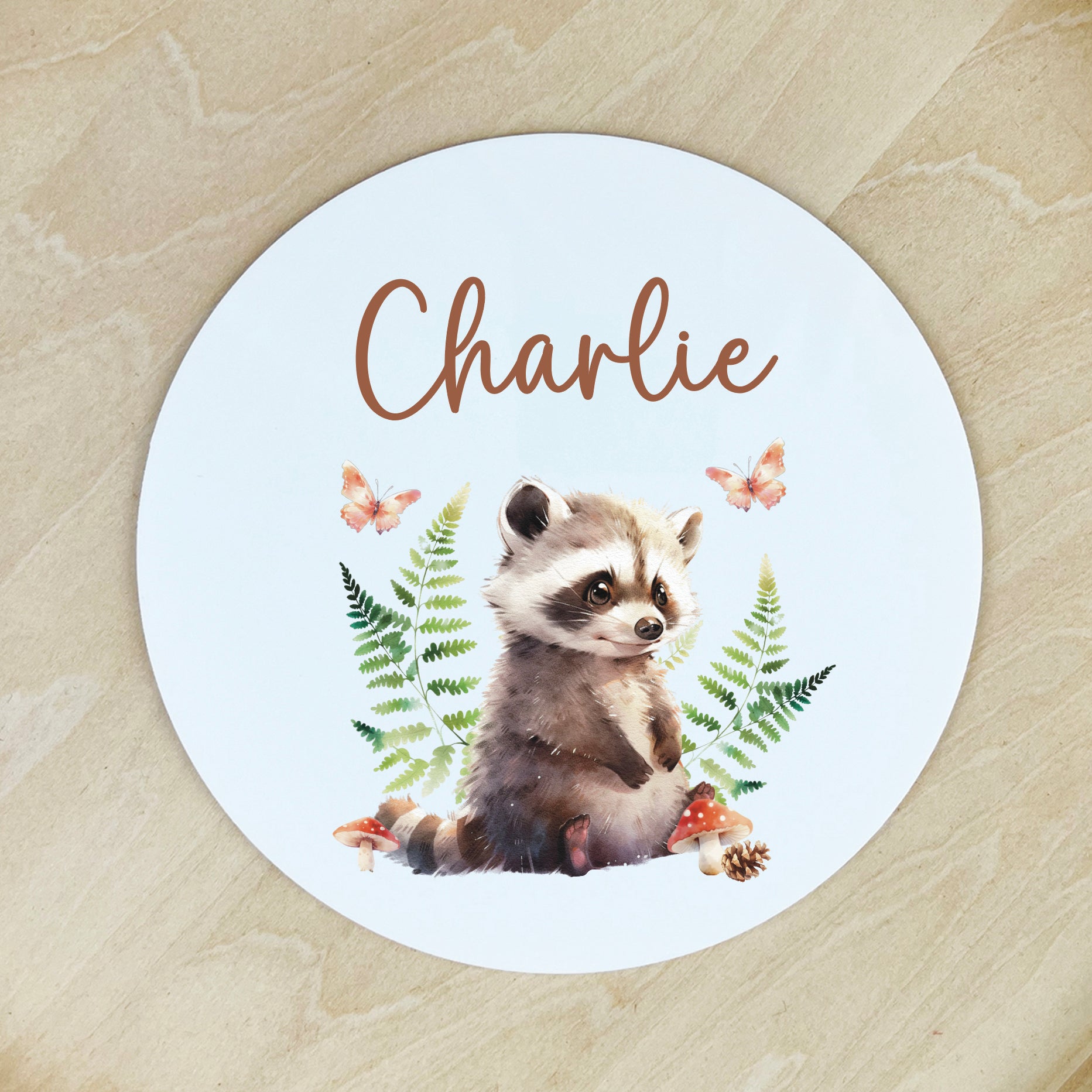 Woodlands Racoon Name Plaque (3 sizes)
