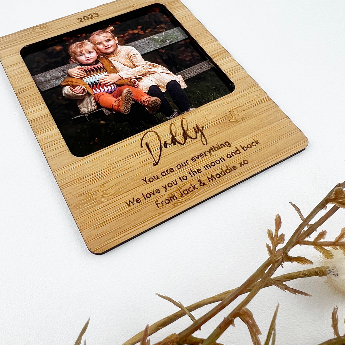 Personalised Bamboo Magnetic Photo Holder