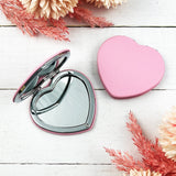 Pink Heart White Name Tulip Compact Mirror