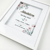 Bamboo (2 colour options) Pink Petal Stems 3D Personalised Birth Print