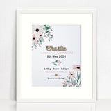 Bamboo (2 colour options) Pink Petal Stems 3D Personalised Birth Print