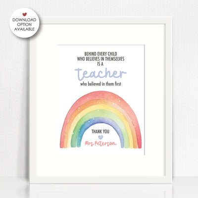 Personalised Rainbow Quote Teacher Print