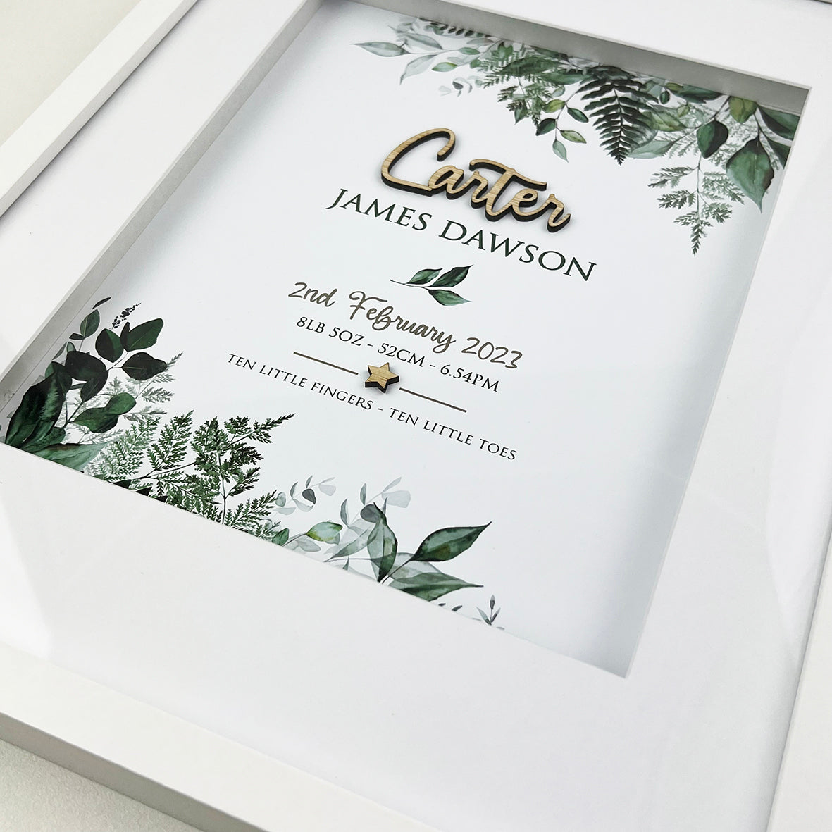 Bamboo (2 colour options) Rainforest Vines 3D Personalised Birth Print