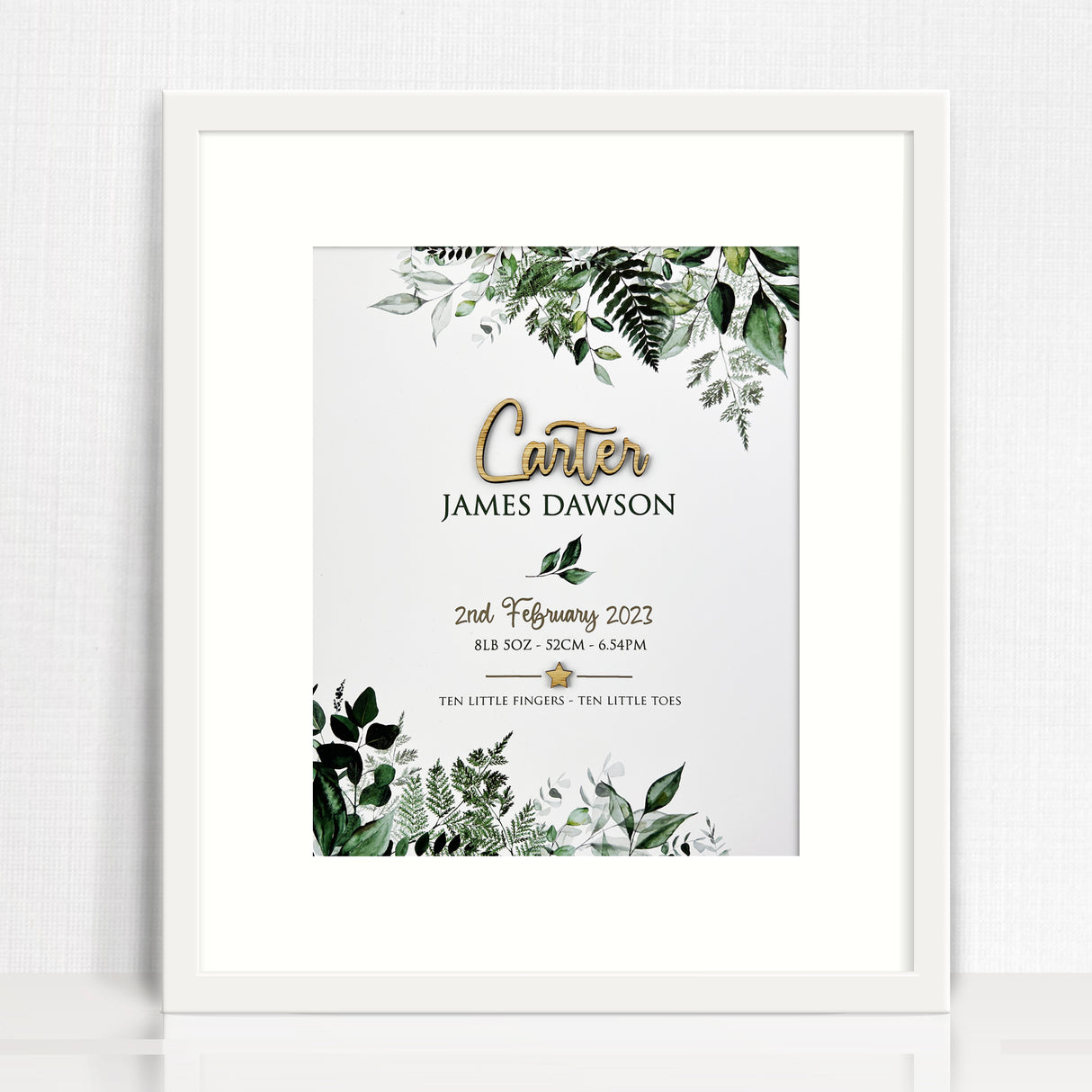 Bamboo (2 colour options) Rainforest Vines 3D Personalised Birth Print