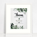 Black Acrylic Rainforest Vines 3D Personalised Birth Print