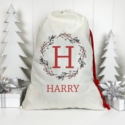 Red Berry Wreath Santa Sack (Updated Design)