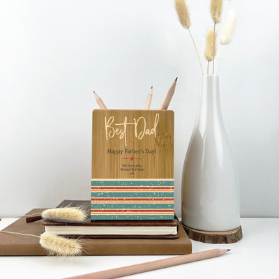 Vintage Retro Stripe Personalised Pencil Pot