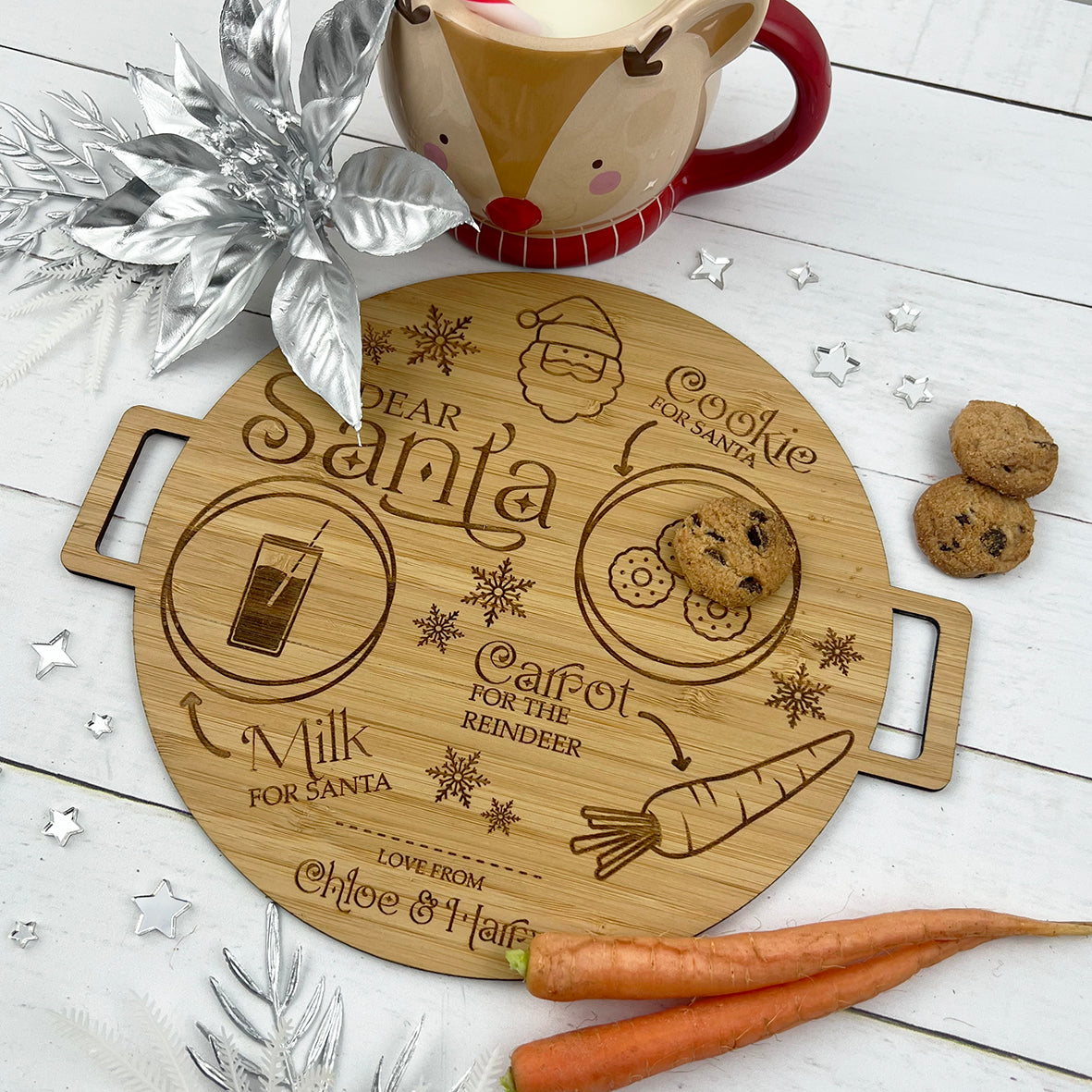 Personalised Santa Treats Bamboo Serving Plate