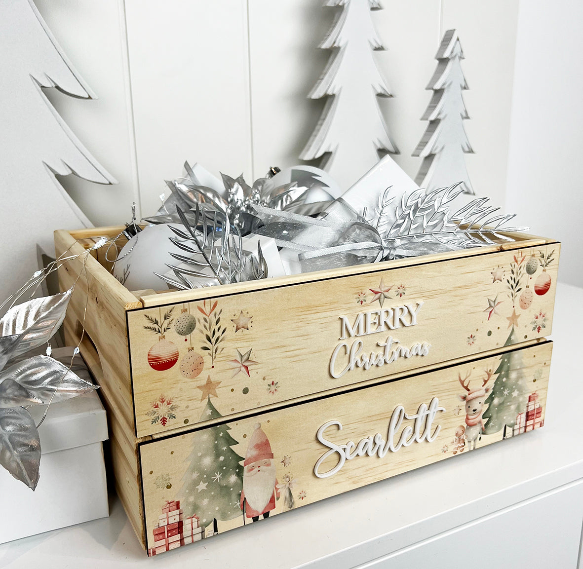 Personalised Christmas Scene Christmas Crate