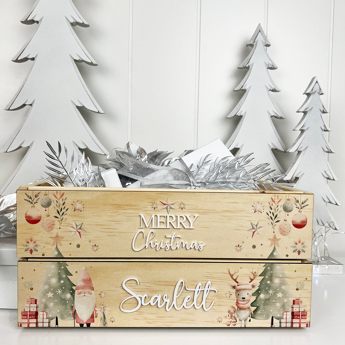 Personalised Christmas Scene Christmas Crate