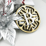 Snowflake Mirror Initial Ornament (4 colour options)