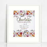 Bamboo (2 colour options) Sweet Wildflowers Garden 3D Personalised Birth Print