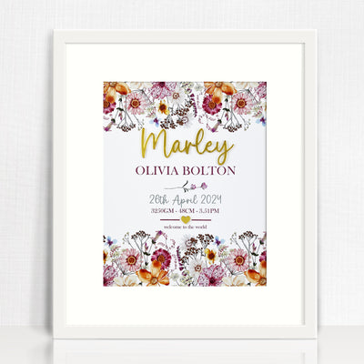 Mirror (Gold) Sweet Wildflowers Garden Birth Print