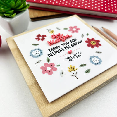 Bright 3D Floral Teacher Thank You Freestanding Block