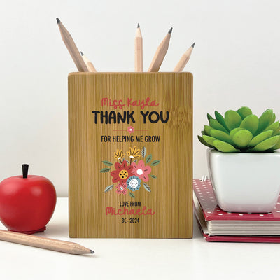 Teacher Floral Thank You Personalised Pencil Pot