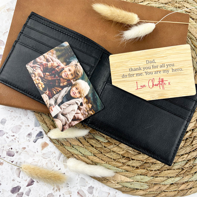 Double Sided Personalised Bamboo Wallet Photo Card