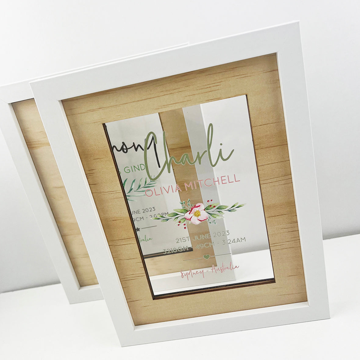 Personalised Fern Birth Details Acrylic Frame