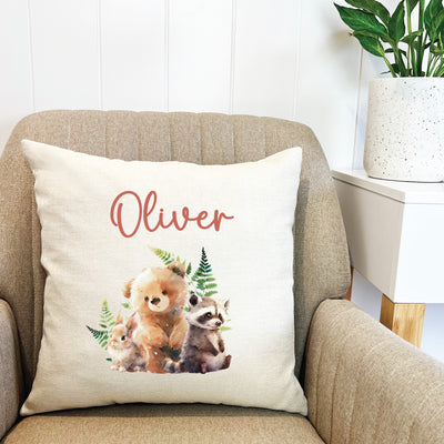 Personalised Woodland Animals Cushion Cover