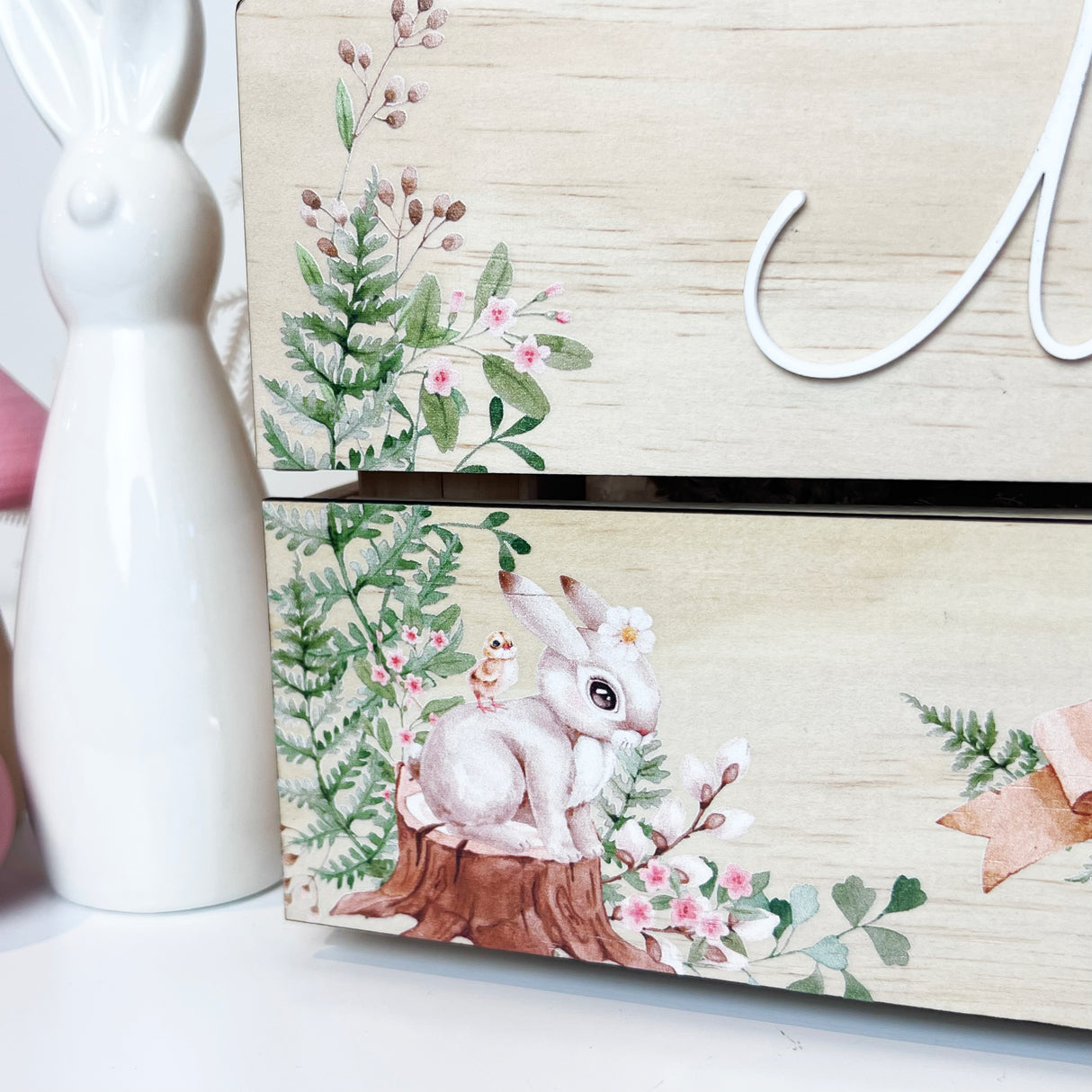 Personalised Woodland Bunnies Easter Crate