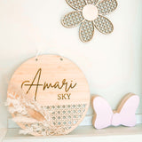 Dried Flower Bouquet Rattan Name Plaque