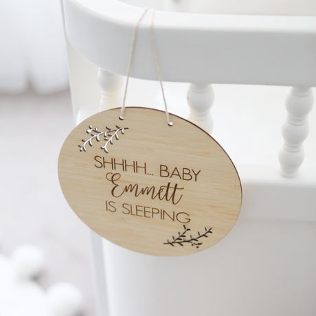 Baby Is Sleeping Personalised Bamboo Plaque