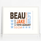 Beau Text Birth Print