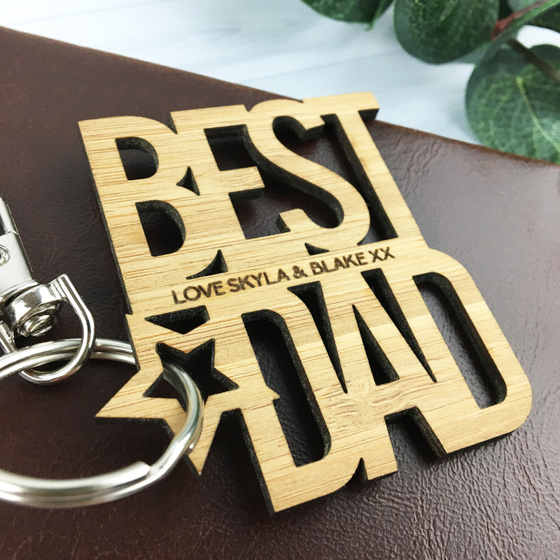 Best Dad Personalised Bamboo Keyring