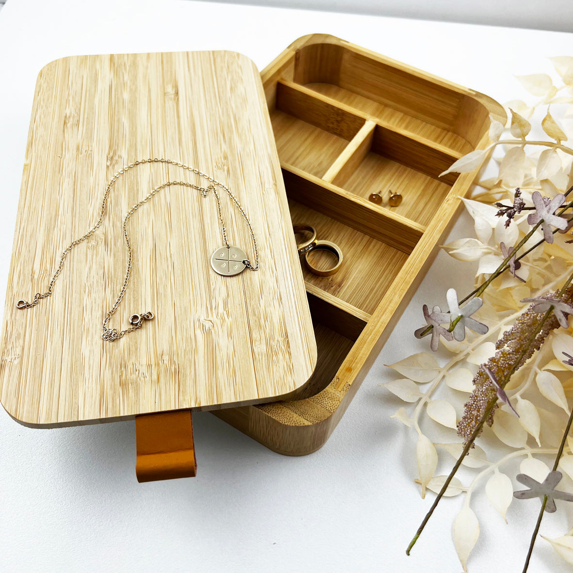 Botanical Bouquet Bamboo Jewellery Box - (Limited Quantity)