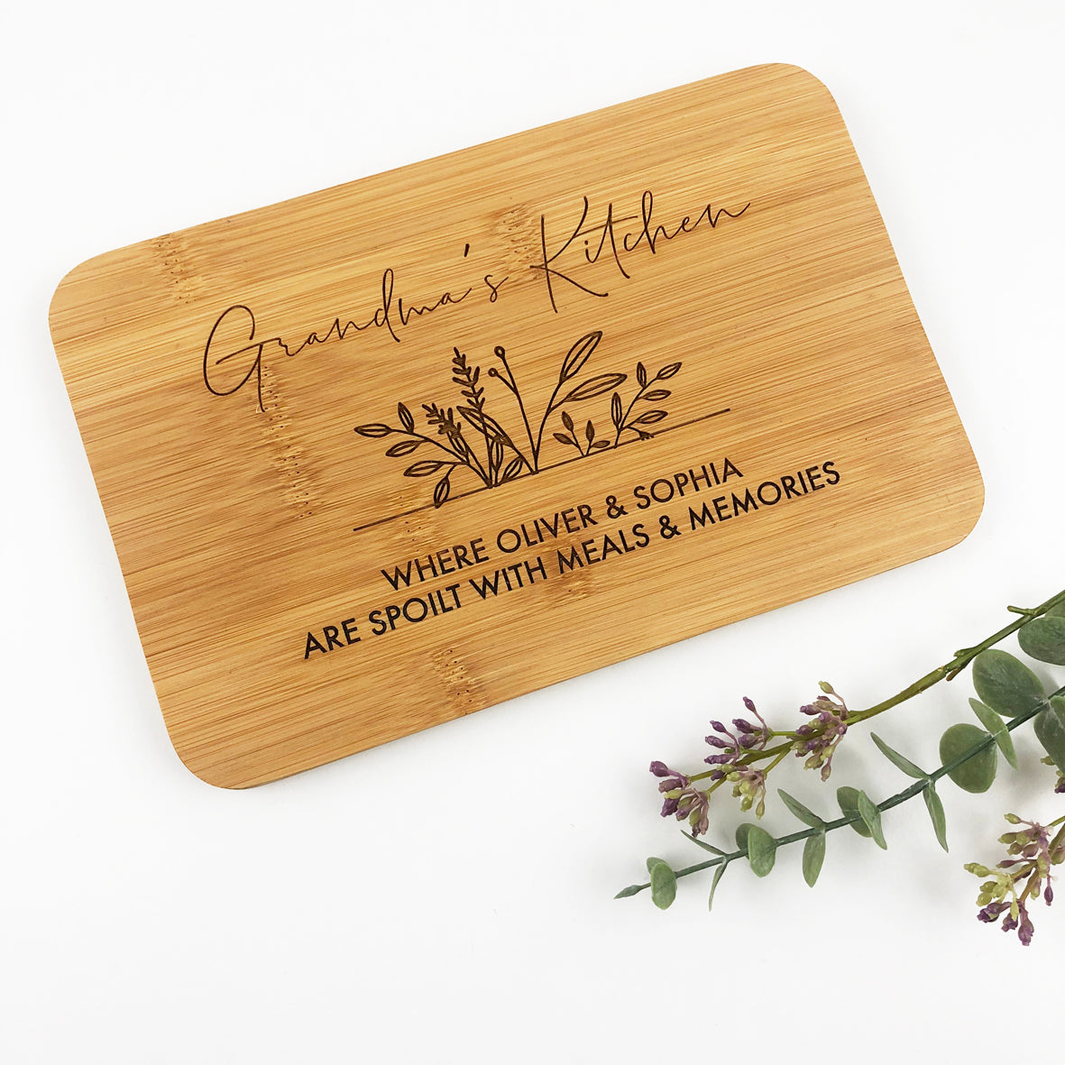 Kitchen Botanical Bamboo Serving Board