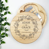 Botanical Wreath Personalised Cheeseboard Set