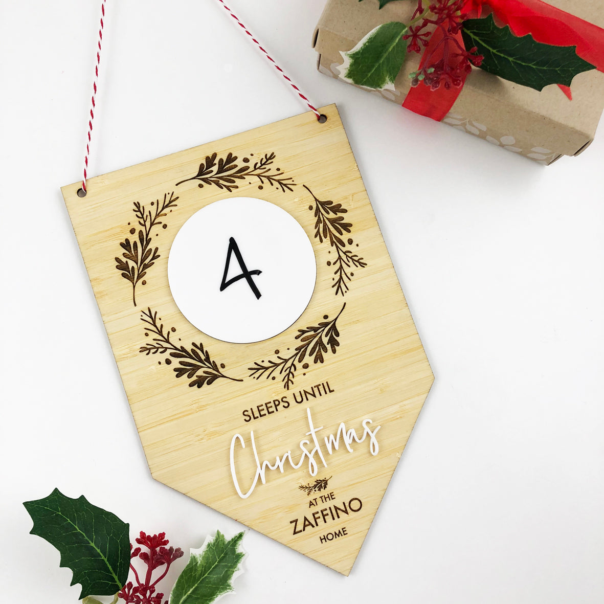 Christmas Countdown Bamboo Wall Hanging