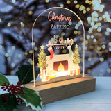 Family Christmas Fireplace Night Light