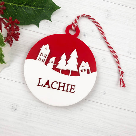 Christmas Scene Personalised Name Ornament