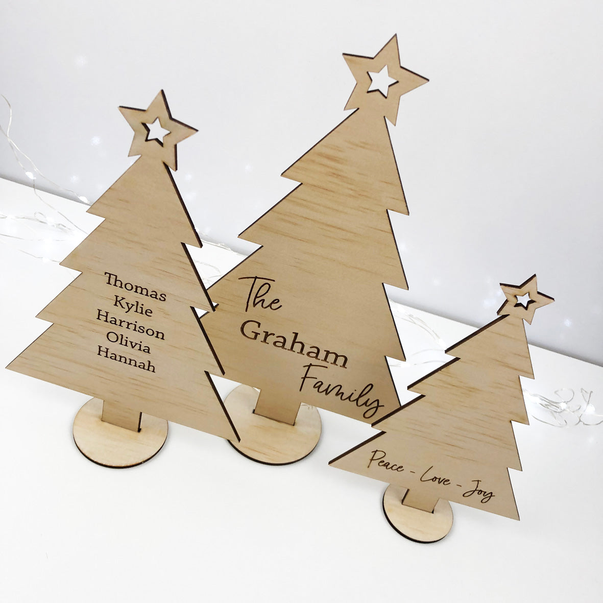 Personalised Wooden Christmas Trees - Set Of 3